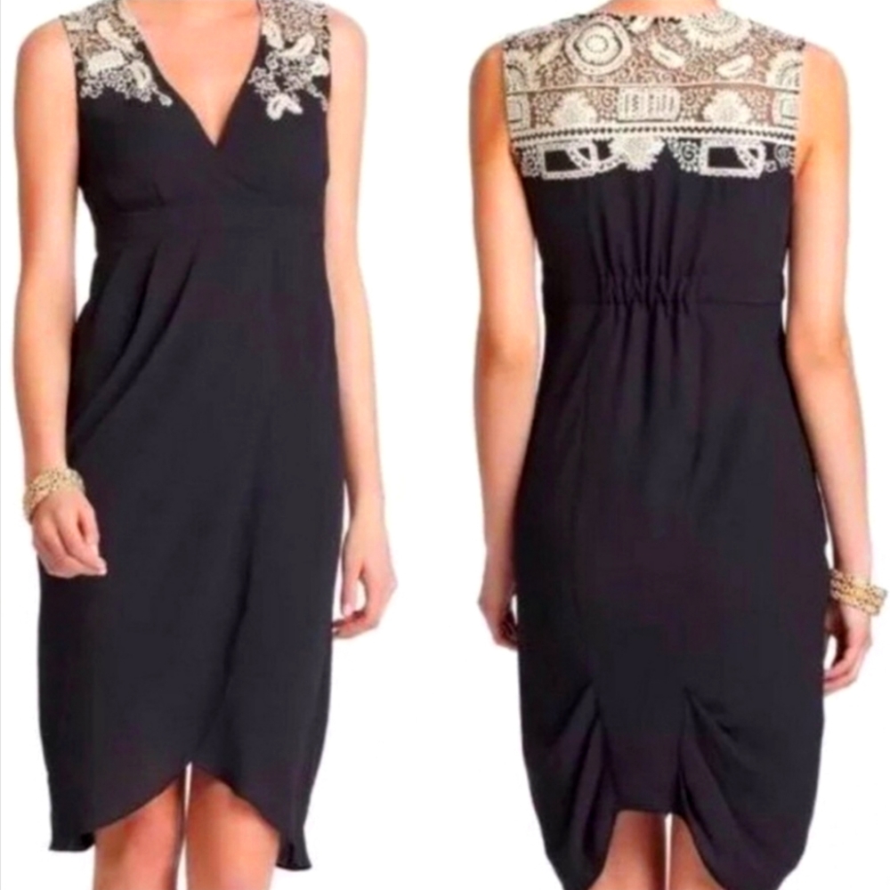 Anthropologie Meadow Rue Women's black Ivory Dress